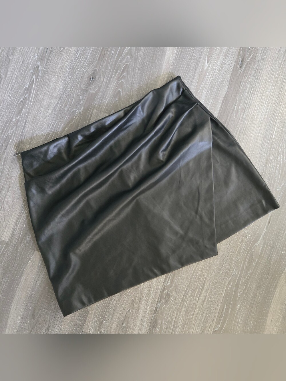 Asymmetrical 'leather' ruched skirt - XL A.C.W.